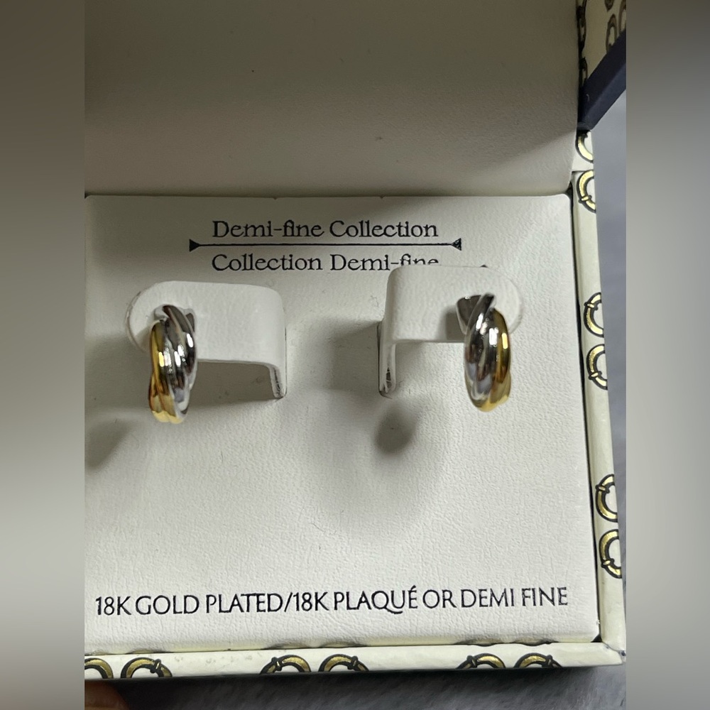 Two-Tone Gold & Silver Twist Hoop Earrings